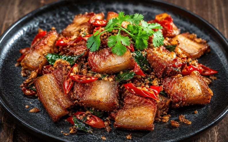 หมูกรอบคั่วพริกเกลือ