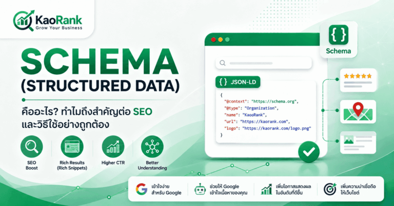 Schema คืออะไร ทำไมเว็บยุค AI Overviews ต้องมี พร้อมตัวอย่างจริง ปี 2569